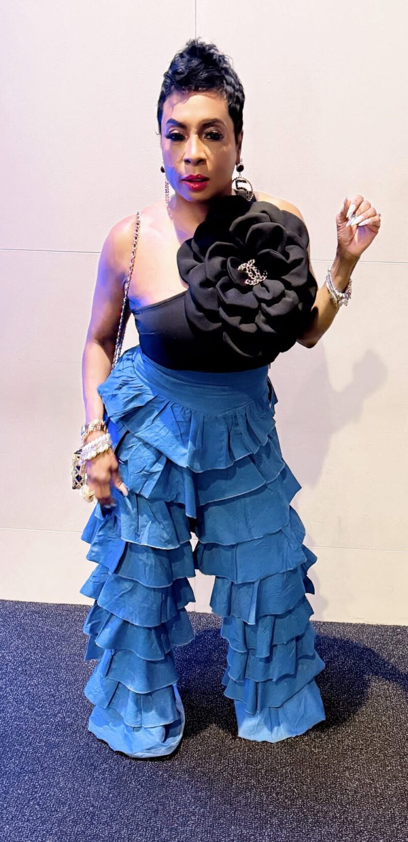 Highrise Ruffle Denim Pants