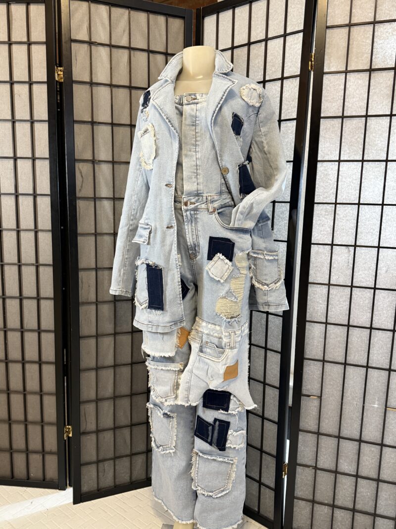 Patched Denim Blazer