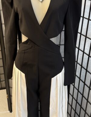Black and White Pleated Jumpsuit