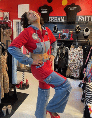 Red Denim Block Jean Jacket